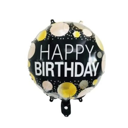 Balão Foil Preto Happy Birthday