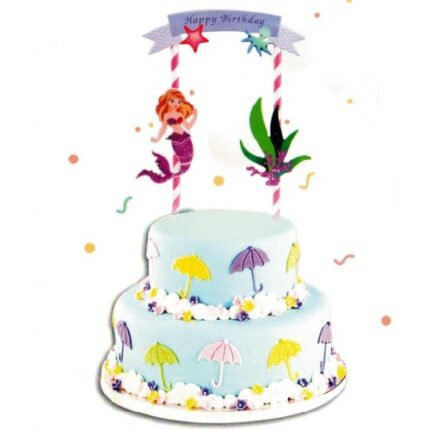Topo Bolo Sereia Happy Birthday