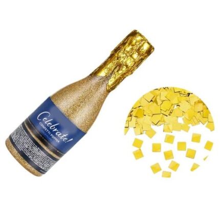 Garrafa Champanhe Lança Confettis Dourados