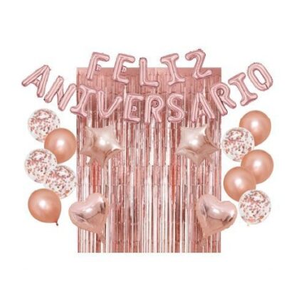 Kit Balões Rosa Gold - Feliz Aniversário