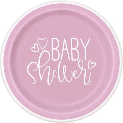 Pratos 18 cm Baby Shower Rosa