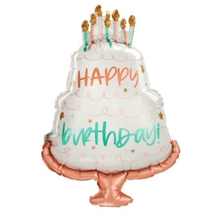 Balão Foil Bolo Happy Birthday