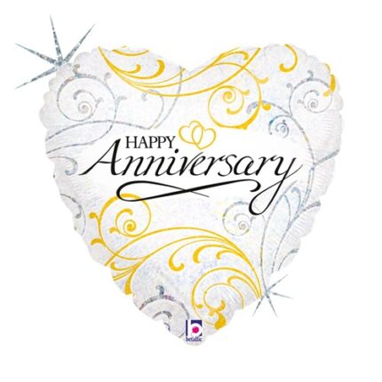 Balão Foil Coração Happy Anniversary