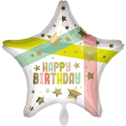 Balão Foil Estrela Happy Birthday